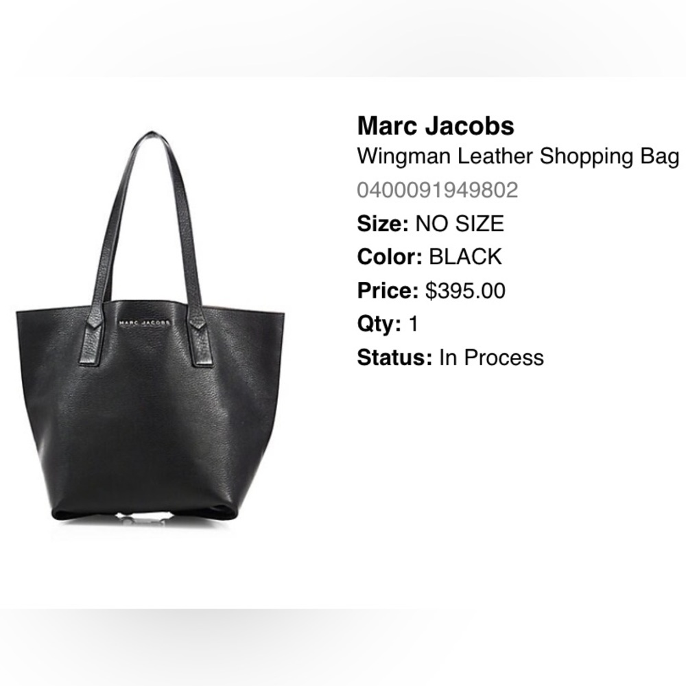 Marc Jacobs Wingman Black Leather Shopping Bag